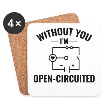 Electrician Valentine Without You I’m Open-Circuit - Coasters (set of 4) - white - Front