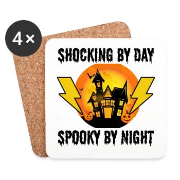 Électricien Halloween : Choquant le jour - Dessous de verre (lot de 4) - blanc - Devant