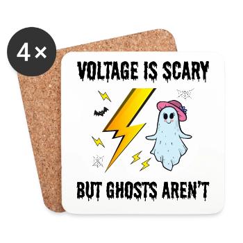 Electrician Halloween Electrical Technician Ghost - Coasters (set of 4) - white - Front