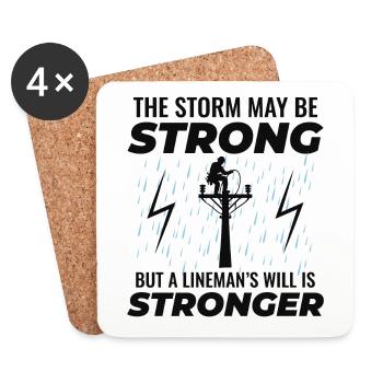 Lineman Strong Storm wird den Grid-Helden antreiben - Untersetzer (4er-Set) - Weiß - Vorne