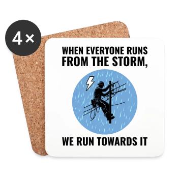 Lineman Storm Brave Dediziertes Helden-Stromnetz - Untersetzer (4er-Set) - Weiß - Vorne