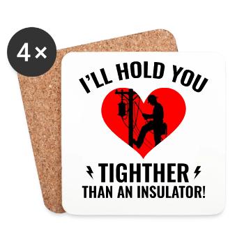 Lineman Valentine Isolant Amour Humour Design - Dessous de verre (lot de 4) - blanc - Devant