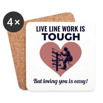Lineman Valentine Live Line Work Love Romance - Coasters (set of 4) - white - Front