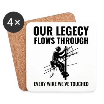 Lineman Legacy Wires Dédicace Fierté du réseau électrique - Dessous de verre (lot de 4) - blanc - Devant