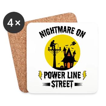 Nightmare on Power Line Street – Lineman Halloween - Coasters (set of 4) - white - Front