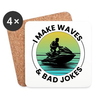 Je fais des vagues et des mauvaises blagues Jet Ski - Dessous de verre (lot de 4) - blanc - Devant