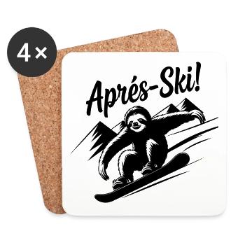 Sloth Sloth Snowboard Après-Ski - Dessous de verre (lot de 4) - blanc - Devant
