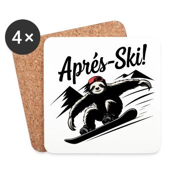 Sloth Sloth Snowboard Après-Ski - Dessous de verre (lot de 4) - blanc - Devant