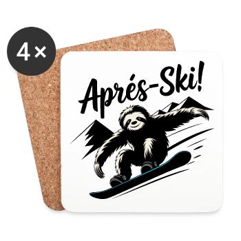 Sloth Sloth Snowboard Après-Ski - Dessous de verre (lot de 4) - blanc - Devant