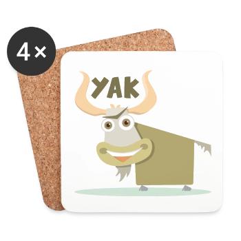 Fröhliche Illustration einer tibetischen Kuh (Yak) - Untersetzer (4er-Set) - Weiß - Vorne