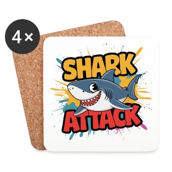 Funny Shark Shark Attack Sea Lover - Coasters (set of 4) - white - Front