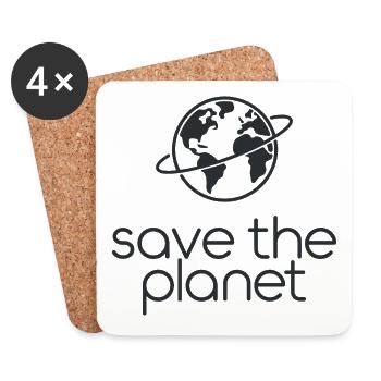 Save the Planet Earth Environmental Activists - Coasters (set of 4) - white - Front