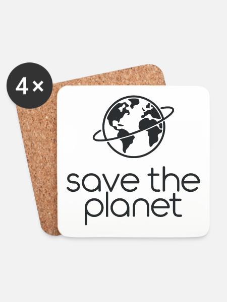 Save the Planet Earth Environmental Activists - Coasters (set of 4) - white