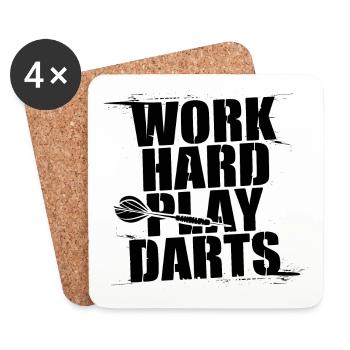 Work Hard Play Darts Dartspieler Dartsport - Untersetzer (4er-Set) - Weiß - Vorne