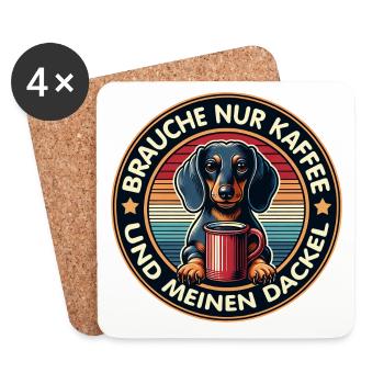 Brauche nur Kaffee und meinen Dackel - Untersetzer (4er-Set) - Weiß - Vorne