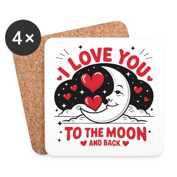 I love you to the Moon and back Valentine's Day - Coasters (set of 4) - white - Front