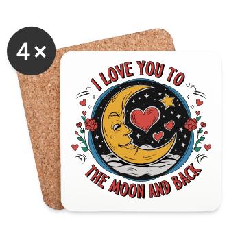 I love you to the Moon and back Valentine's Day - Coasters (set of 4) - white - Front