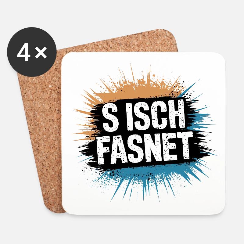 S Isch Fasnet - Karneval Fasching Spruch - Untersetzer (4er-Set) - Weiß