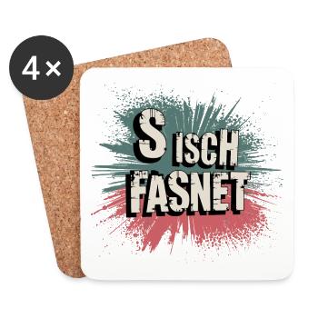S Isch Fasnet - Karneval Fasching Spruch - Untersetzer (4er-Set) - Weiß - Vorne