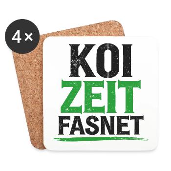 Koi Zeit Fasnet - Karneval Fasching - Untersetzer (4er-Set) - Weiß - Vorne