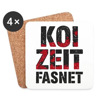 Koi Zeit Fasnet - Karneval Fasching - Untersetzer (4er-Set) - Weiß - Vorne