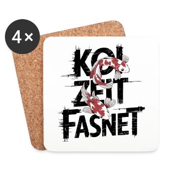 Koi Zeit Fasnet - Karneval Fasching - Untersetzer (4er-Set) - Weiß - Vorne
