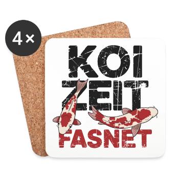 Koi Zeit Fasnet - Karneval Fasching - Untersetzer (4er-Set) - Weiß - Vorne