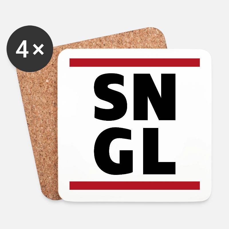 Single SNGL Typographie Spruch Zitat - Untersetzer (4er-Set) - Weiß