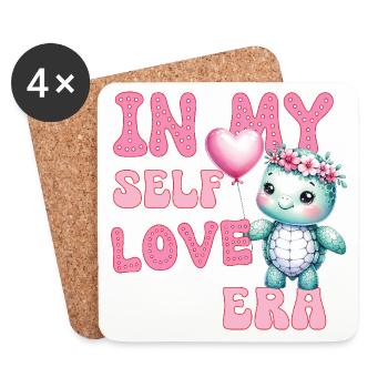 Cute Valentine's day Turtle - In my self love - Coasters (set of 4) - white - Front