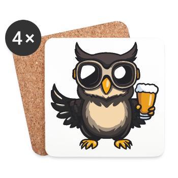 Eule Apres Ski Bier - Untersetzer (4er-Set) - Weiß - Vorne