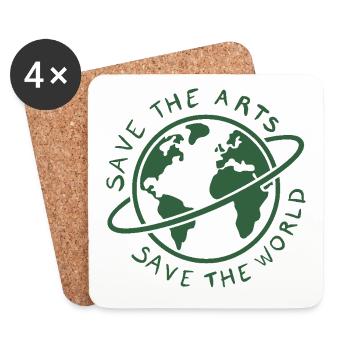 Save the Arts Save the World Erde Umweltaktivist - Untersetzer (4er-Set) - Weiß - Vorne