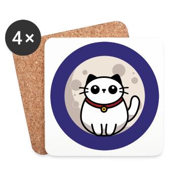 Le chat sur la lune - Dessous de verre (lot de 4) - blanc - Devant