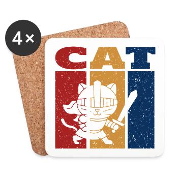 Knight Cat Retro Design - Coasters (set of 4) - white - Front