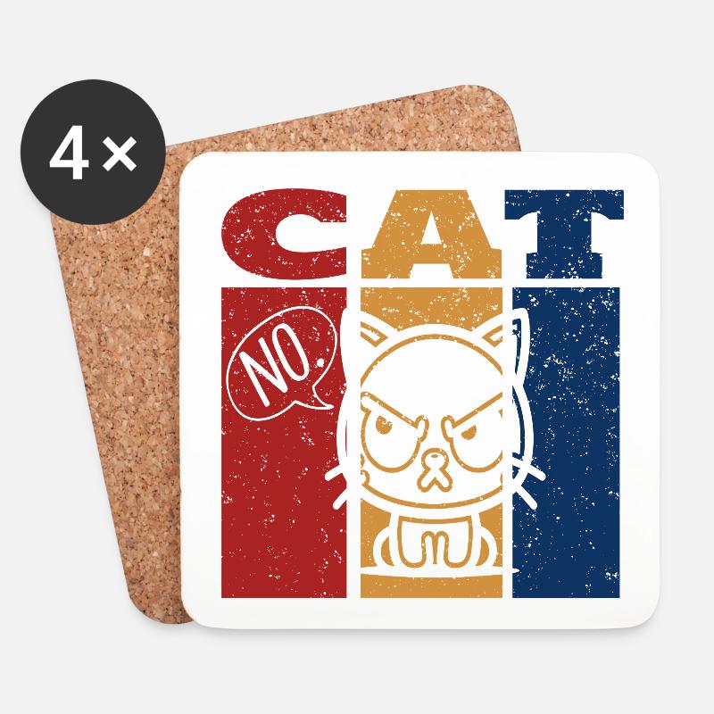 Wütende Katze, die kein Retro-Design sagt - Untersetzer (4er-Set) - Weiß