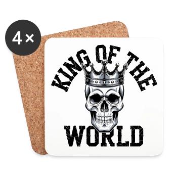 Totenkopf mit Krone King of the World - Untersetzer (4er-Set) - Weiß - Vorne