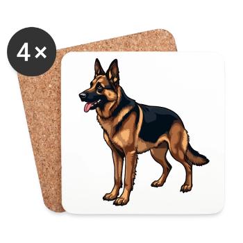 Deutscher Schäferhund German Shepherd dog Owczarek - Dessous de verre (lot de 4) - blanc - Devant