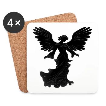 Silhouette noire d’ange volant - Dessous de verre (lot de 4) - blanc - Devant