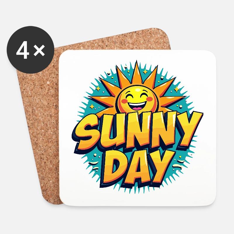 Sunny Day Sonne Sommer Urlaub - Untersetzer (4er-Set) - Weiß