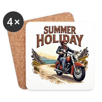 Vacances d’été à moto - Dessous de verre (lot de 4) - blanc - Devant