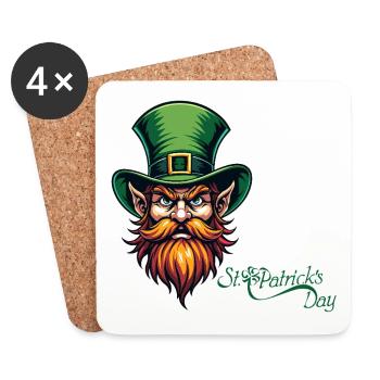Leprechaun St. Patrick’s Day - Irisches Glück - Untersetzer (4er-Set) - Weiß - Vorne