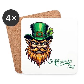 Leprechaun St. Patrick’s Day - Irisches Glück - Untersetzer (4er-Set) - Weiß - Vorne