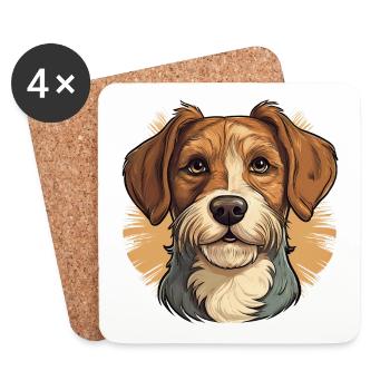 Hund im Comic retro Stil - Untersetzer (4er-Set) - Weiß - Vorne