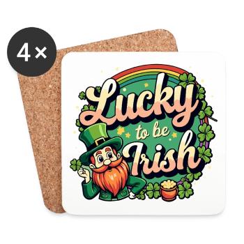Lucky to be Irish – St. Patrick’s Day Leprechaun - Untersetzer (4er-Set) - Weiß - Vorne