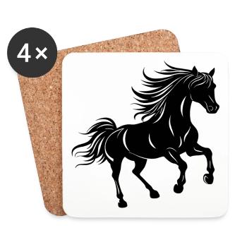 Cheval pesade Autocollant - Dessous de verre (lot de 4) - blanc - Devant