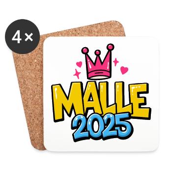 Malle 2025 Mallorca-Fans Sprüche - Untersetzer (4er-Set) - Weiß - Vorne