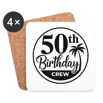 50th Birthday Crew Lustiges Geburtstagsshirt - Untersetzer (4er-Set) - Weiß - Vorne