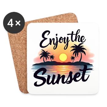 Enjoy the Sunset Sunset Summer Vibes - Coasters (set of 4) - white - Front