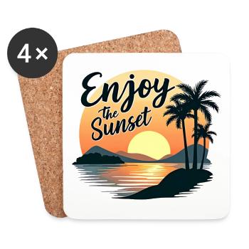 Enjoy the Sunset Sunset Summer Vibes - Coasters (set of 4) - white - Front