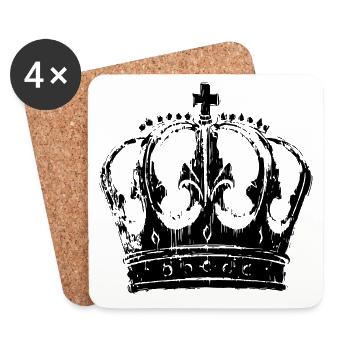 Symbole de la couronne - Dessous de verre (lot de 4) - blanc - Devant