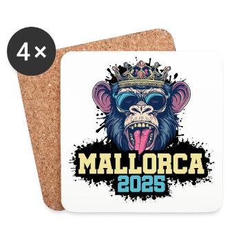 Mallorca 2025 Affe - Untersetzer (4er-Set) - Weiß - Vorne